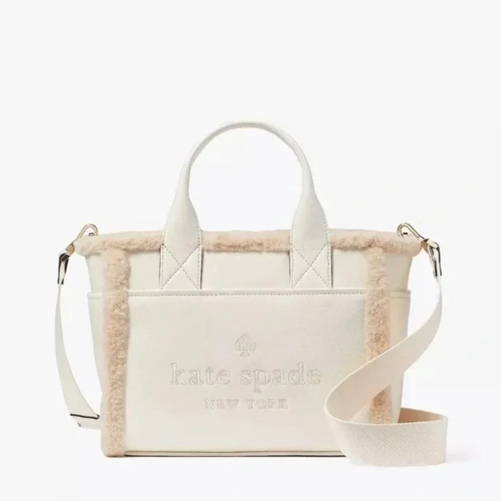 Kate Spade Jett Faux Shearling Small Tote In Meringue